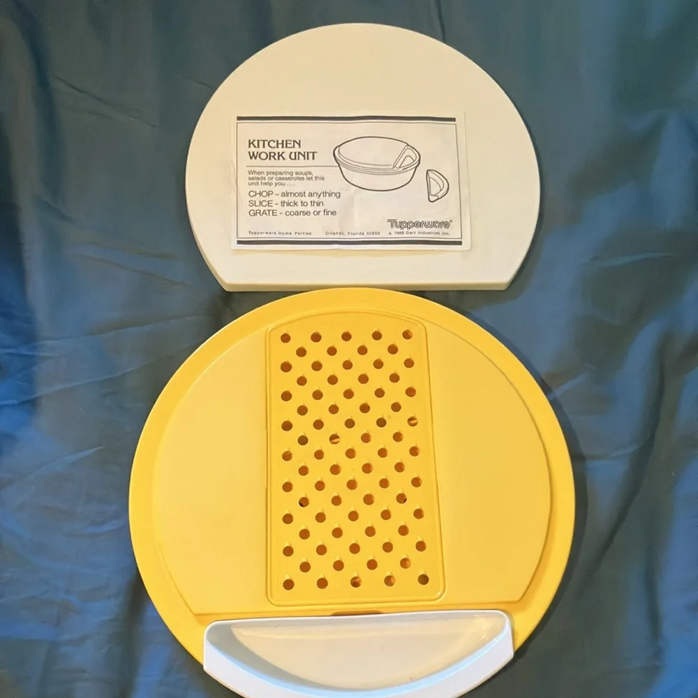 Vintage Tupperware 1986 kitchen work unit, gold and white
